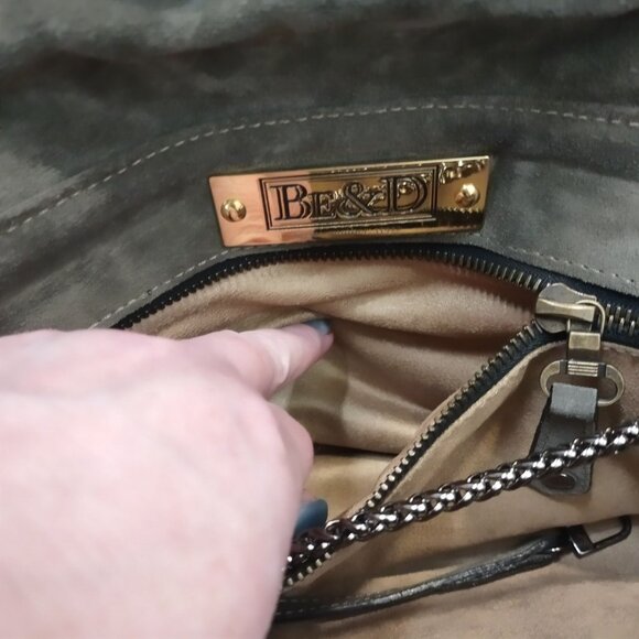 BE and D Suede Shoulder Bag Gray Python Embossed Rare Y2k Vintage Inspired - Picture 13 of 16